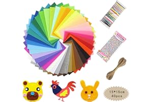 YOLISTAR 40 Stück Filzstoff Bastelfilz Stoff Set,Filzplatten Schwer Filzbögen Filz zum Basteln Nähen DIY Handwerk,Farben Filzstoff, Bastelfilz Farbig Filz Blätter,zum DIY Handwerk Nähen Manual Decoration
