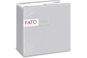 Fato - Servilletas de Papel Secas, Airlaid, Efecto Textil, Paquete de 50 Servilletas, Formato 40x40 dobladas en 4, Decoración Shade Silver