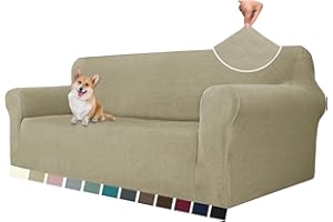 YSTELLAA Elasticas Funda Sofa 3 Plazas con Reposabrazos, Ajustables Fundas De Sofa Elastica,Jacquard, Universales, Antiarañazos, Gruesa, Antideslizante, para Sala, Caqui