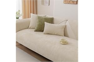 NUODWELL Soft Chenille Sofa Cover 1/2/3/4 Seater, Universal Non-Slip L Shape Couch Cover, Thick Sofa Protector Quilted Corner Slipcovers Washable for Living Room (Beige-B, 70 * 180cm)