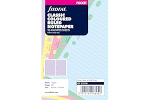 Filofax Pocket Classic - Recambio para agenda de anillas, hojas rayadas para notas, varios colores