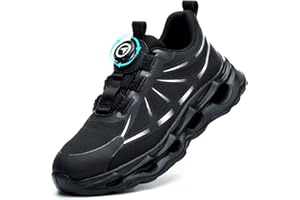 RASEARY Work Shoes Men Women Safety Shoes with Steel Toe Cap Lightweight Steel Toe Cap Shoes Protective Shoes with Rotating Buckle Laces Safety Shoes