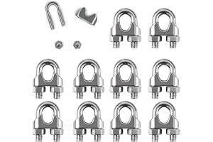 Skyzone 10pcs Wire Rope Clamp M4 for Ø 4mm Wire Rope Cable Clamp, 304 Stainless Steel U-Bolt Saddle Fastener for Sling Rope and Garden Wire Fence Cable Rope