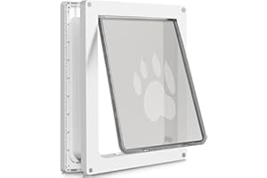 CEESC Large Dog Door for Pets Up to 45 kg, Weatherproof Pet Door for Cats and Dogs, Durable with Snap-in Closing Panel, Ideal for Interior and Exterior Doors (Large, White)