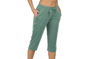 icyzone Damskie spodnie do biegania 3/4 spodnie sportowe, spodnie treningowe, proste nogawki, spodnie rekreacyjne, spodnie z kieszenią