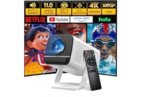 [Apps Integradas & Android 11] Mini Proyector con 5G WiFi 6 Bluetooth 5.4, Soporte 4K 1080P, Auto Keystone, 270° Rotable Projector Portátil Compatibile con HDMI/TV Stick/Laptop/USB/iOS LYNCAST