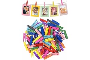 TUKNON Holz Wäscheklammern, Zierklammern, Mini Holzklammern Bunt, Holzklammern, Holzklammern Deko, Kleine Holzclips, Deko Wäscheklammer zum Befestigen Aufhängen von Fotos, Postkarten, Briefen, 100 Stück