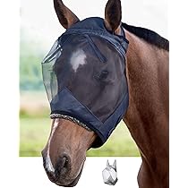 Masque anti-mouches en maille extensible et élastique pour cheval Noir