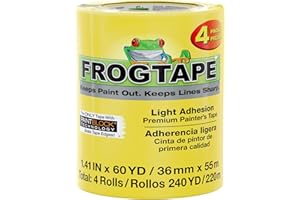 Frog Tape Delicate Surface Masking Tape for Painting 36mm x 55m, Decorators Tape, Painters Masking Tape for Indoor Painting & Decorating - Pack of 4