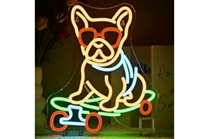SIGNSHIP Skateboard Dog Letrero de neón Perro Luz LED Skateboard Player Perro Decoración Luz para Skateboarder Sala Decoración de pared, Tienda de monopatín, Tienda de animales, Bar