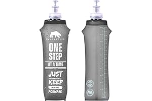 Bearactive Lightweight Running Water Bottle Soft Flask 500ml - TPU BPA Free Plastic, Leak Proof Foldable Collapsible Water Bottle for Running Vests & Belts (Style 1-1pc 500ml, Black)