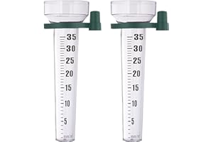 Relaxdays Regenmesser 2er Set, mit Halterung, Niederschlagsmesser Garten, Skala 35 mm/m², Kunststoff, transparent/grün