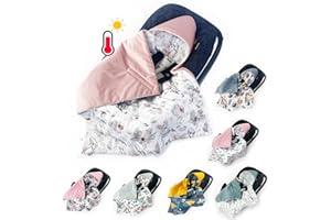 BABEES Einschlagdecke für Babyschale Autositz, Universal, Frühling Sommer Minky Baby Decke mit Klettverschluss Babytragen leicht Übergangssaison (BLUMEN)