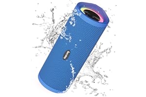 HEYSONG Portable Bluetooth Speaker, Waterproof Wireless Outdoor Speakers with LED Light, Enhanced Bass, IPX7 Floating, 40H Play, TF Card, True Wireless Stereo for Party, Shower, Gifts for Men - Blue