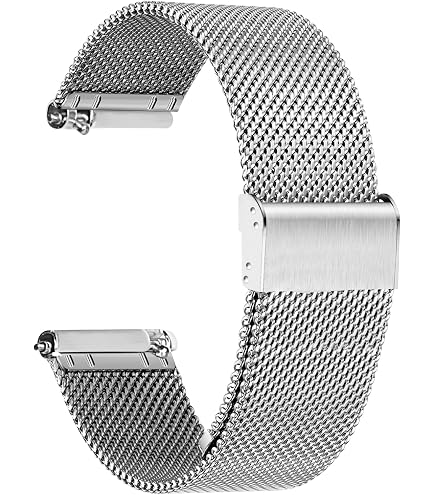 Bracelet Métal Maille Inox Pour Fitbit Alta / Alta HR – Argenté, Ajustable 14-20,6 Cm – Fermoir Solide, Sans Boucle