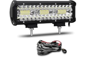 Willpower Barra LED 23cm 9 Pollici 180W Fari LED 12V 24V Combo Fascio Spot e Inondazione Faretti LED Faro da Lavoro LED Barra Luci LED per Fuoristrada Auto Trattore Camion 4x4 Barca ATV con Cablaggio