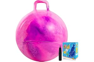 Vastoy 20 Inch Space Hopper Ball for Kids 6-9 Years - Anti-Slip Space Hopper with Hand Pump, Bouncy Inflatable Ride On Toy for Indoor Outdoor Fun, Gift for Children (Purple Pink)