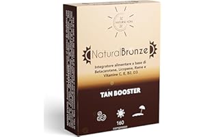 NATURAL NOVI Integratore Abbronzatura NaturalBronze | 160 compresse | Betacarotene, Licopene, Rame, Selenio, Vitamine B, C, D, E | Attivatore Abbronzatura forte | Prepara accelera protegge e mantiene pelle dorata