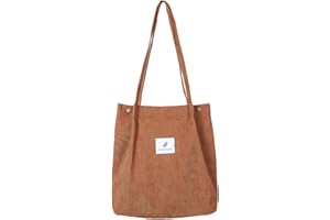 Etercycle Cord Umhängetasche Damen, Schultertasche Groß Cord Tasche Lässige Tote Handtasche Fashion Stofftasche für Alltag, Büro, Schulausflug und Einkauf (Braun)