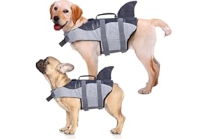 Kuoser Hundeschwimmweste, Ripstop-Lebensretter mit überlegenem Auftrieb und Rettungsgriff für kleine/mittel/große Welpen, hohe Sichtbarkeit, Schwimmweste für Strand, Pool, Bootfahren