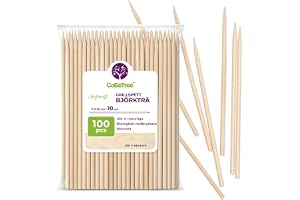 GoBeTree 100 Cocktailpinnar Trä 10 cm, Korta Grillspett för Tilltugg