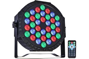 ZHENNBY Lumière de Scène Par LED 36 Lampe RGB Lumiere DJ Fête Eclairage de Scène DMX avec Télécommande Éclairage de Scène pour Disco Soiree Mariage Lumière d'ambiance Bar Noël Halloween - 1 pack