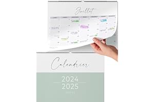 MILULA STUDIOS Calendrier 2024/25 Mural (18 Mois) - Calendrier Familial 2024 2025 au format 31*21cm - Calendrier Juillet 2024 - décembre 2025 - Grand Calendrier mensuel 2024 2025 - Calendrier de Bureau Mensuel