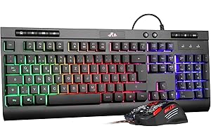 Rii Maus und Tastatur Gaming, Gaming Tastatur mit Maus ist Ergonomisch, ps5 Tastatur und Maus mit Deutsches QWERTZ Layout, Gaming Set für PC/Laptop/Xbox/ps4 RK900