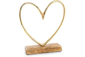 Logbuch-Verlag figura a forma di cuore in metallo e legno decorazione da appogiare matrimonio nozze amore idea regalo decorare casa Natale anniversario fidanzata 23 cm