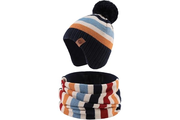 Xiaohawang Bonnet d'hiver tricoté pour bébé avec doublure en polaire et pompon
