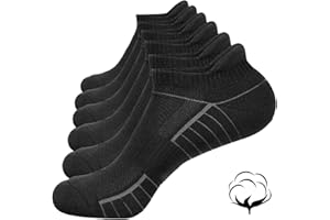 Yobenki Sports Socks for Men Women, 3/6 Pairs Thick Cushioned Ankle Socks Anti-Blister Running Socks Breathable Cotton Trainer Socks Short Athletic Socks For Men Women White/Black