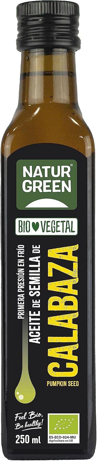 NaturGreen - Aceite Calabaza Bio, 100% Aceite de Semillas de Calabaza Ecológica, Primera Presión, 250 Mililitros