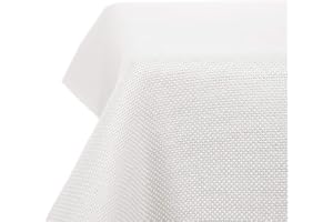 Deconovo Mantel de Mesa Rectangular Efecto Lino 130 x 220 cm Blanco