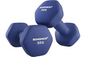SONGMICS Dumbbells Set of 2 Dumbbells Hexagon Neoprene Coating Strength Training Workout Fitness Training Home