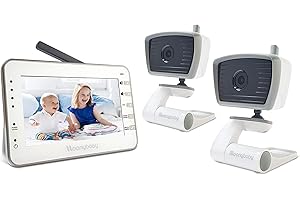 moonybaby Trust 30-2 Babyphone Moniteur bébé avec 2 caméras, Vision Nocturne, LCD 4,3'', sans Fil, Longue portée, Communication bidirectionnelle, berceuses, capteur température, VOX, écran à Distance