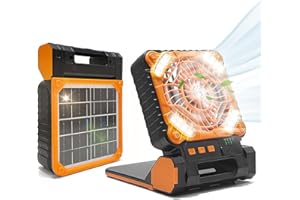 Civikyle 1-Stück Solar Camping Ventilator mit Campinglampe USB Aufladbar Leise Tischventilatoren LED Camping Licht Laterne Camping Zubehör Angeln Notfall Gadgets
