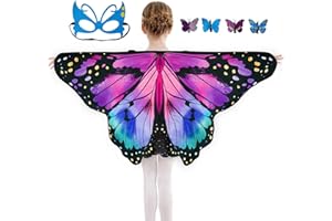 Sunlisky schmetterling kostüm kinder Schmetterlingskostüm Mädchen 3er-Set (Cape, Maske und Haarnadeln) kostüm schmetterling kinder