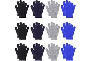 QKURT 12 Paires de Gants Enfant Hiver,Gants en Tricot pour Enfant Magiques Moufles Tricotés pour Garçons Filles Bébé