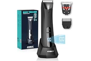 Kibiy, rasoio elettrico da uomo, con luce a LED e display, IPX7, impermeabile, con lama in ceramica intercambiabile, con stazione di ricarica