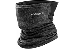 ROCKBROS Cache Cou Moto Polaire Hiver Tour de Cou Thermique Masque Sport Chaud Coupe-Vent Cache Col Unisexe Élastique Anti-Poussière Multifonctionnel Épais Vélo Noir/Gris Claire/Gris Foncé/Vert Fluo