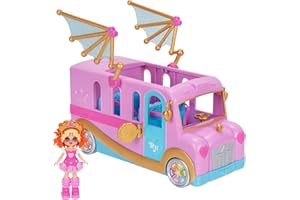 JAZWARES Royale High Bus & Glam Closet - 1 Exclusive Doll, On-the-Go Glam Closet, Moveable Wings, Working Wheels and Room for 4 Friends - Virtual Item Code Included - Ages 5+