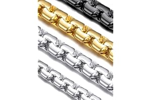 Suplight Collana Uomo a Catena Cubana Figara Scatola in Acciaio Inossidabile 316L Placcato Nero/Oro/Argento larghezza 4-6-9mm lunghezza 46-76cm per Uomo Ragazzo Hip Hop Rapper Confezione Regalo