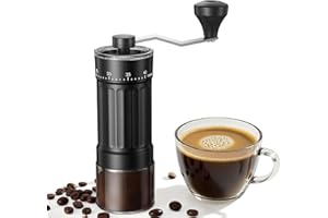 CEVING Mini Moulin à Café Manuel avec 40 Réglages Ajustables, Moulin Manuel Café Portable à Main avec Capacité de 30g, Broyeur à Meule Conique avec Manivelle pour Voyage, Camping, Bureau, Espresso, Pour Over