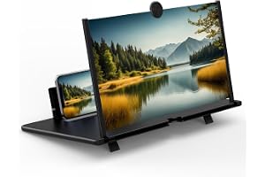 GREATRICH 12 tums skärmförstorare, mobiltelefonförstoringsglas med Ultra HD-teknik, bärbart hopfällbart stativ för filmer, videor, högteknologiska prylar, original användbar gåva för män