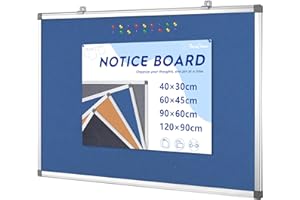 S SWANCROWN SwanSea Fabric Pin Board Felt Bulletin Boards Blue Noticeboard for Home Office School,with Fixing,60x45cm