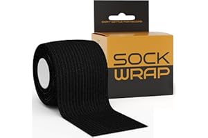 LOCKED IN SPORTS TAPE Locked in Sock Tape for Football 5cm x 5m - Self Adhesive, Elastic Bandage Wrap for Socks, Shin Pads, Ankle & Knee Support - Comfortable Fit, Strong Hold for Training, Recovery & More (Black)