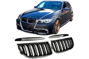 ‎GCP GCP PASST FÜR 3ER E90 E91 BIS 08 SPORT KÜHLERGRILL DOPPELSTEG GRILL GLANZ SCHWARZ