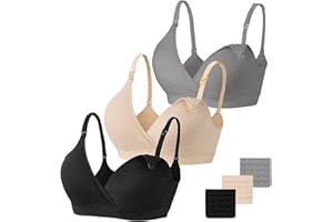 Vinfact Still-BH 3Pcs Nahtloser Ohne Bügel Schwangerschafts BH V-Ausschnitt Umstands BH mit zusätzlichen BH-Verlängerungen Stillen und Schlaf für Frauen