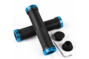 URAQT Bike Handlebar Grips, Soft Anti-slip Rubber Bicycle Handle Grip, Standard Bike Grips MTB Grips with Double Lock for Scooter Urban Bike Tricycle Wheel Chair MTB BMX Foldable Bicycle