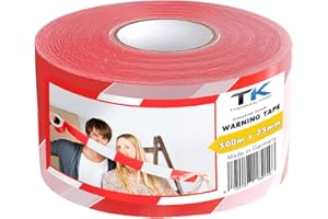 TK THERMALKING Rubalise rouge et blanc de balisage 500 m - Ruban de chantier - Bande de signalisation, Non-adhésif (5 rouleaux de 100 m)